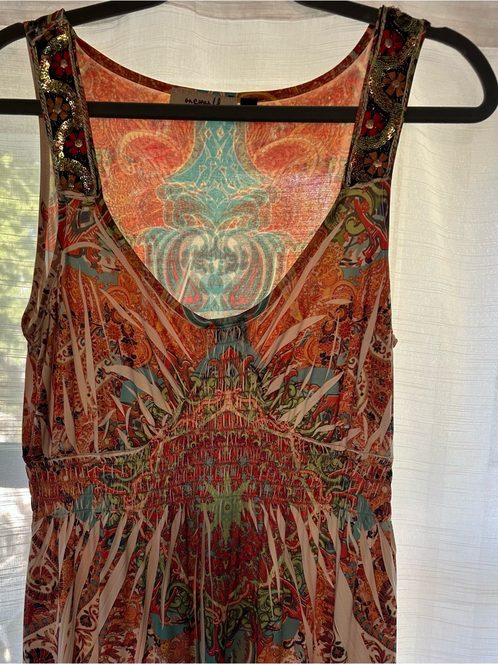 ONE WORLD  Paisley  Maxi Dress with Turquoise Accents